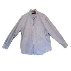 Tasso Elba Men's XXL Button down Shirt Long Sleeve blue and white checked